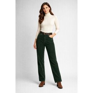 Lauren Ralph Lauren Green Corduroy Pants High Rise Straight Leg Size 4 Y2K